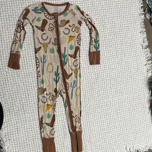 Little Sleepies Western Adventure Footie - Cream and Brown